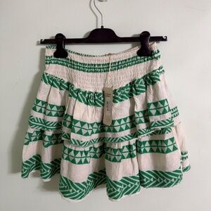 NWT Sofia Collections Made In Italy Green Ruffled Tiered Cotton Skirt